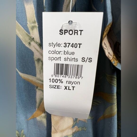 Pierre Cardin Hawaiian Shirt – Blue with Tropical Pin-Up Print - Picture 5 of 5